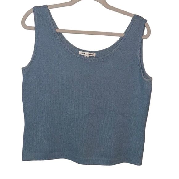 ST. JOHN Santana Knit Light Blue Scoop Neck Tank Top Women’s Size M - Picture 1 of 5